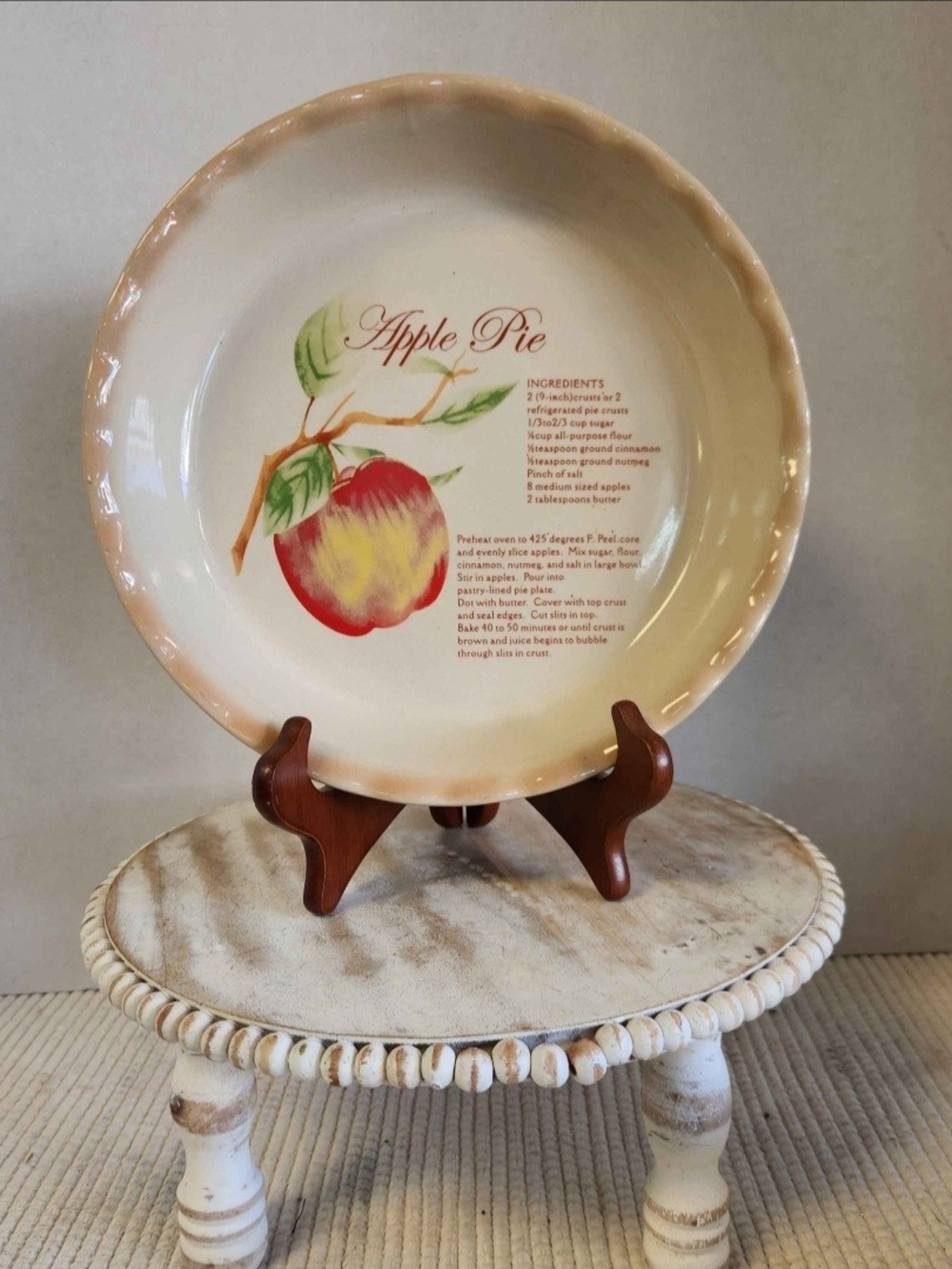 Gold Coast Apple Pie Baking Dish Plate 10" Diameter Printed Baker Recipe
